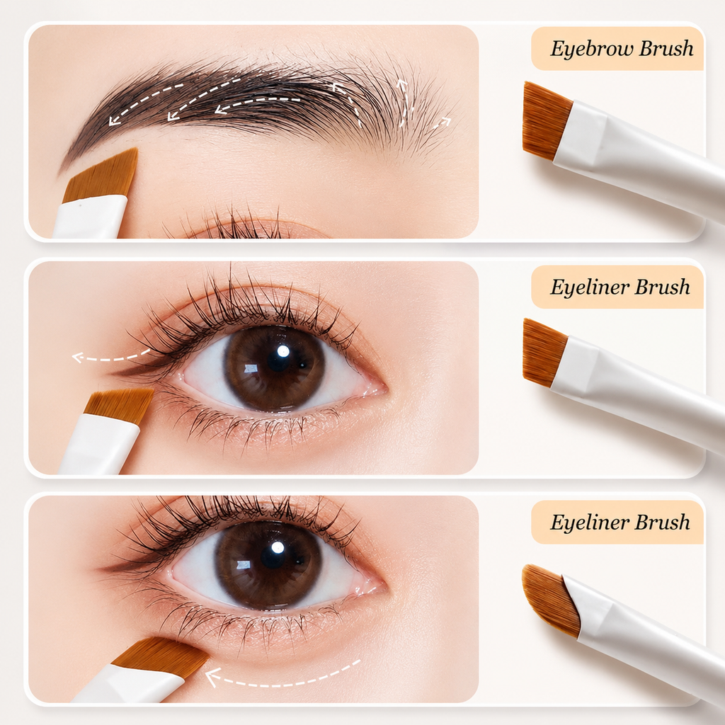 4-Piece Precision Eyeliner & Brow Brush Set with Premium Case
