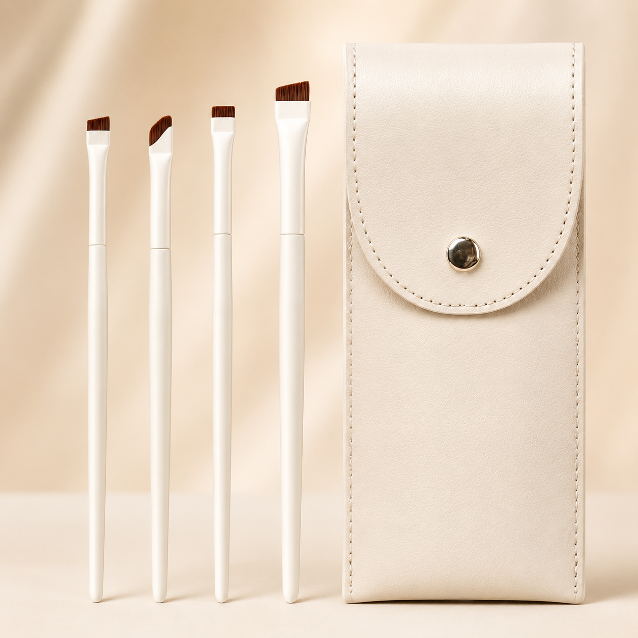 4-Piece Precision Eyeliner & Brow Brush Set with Premium Case