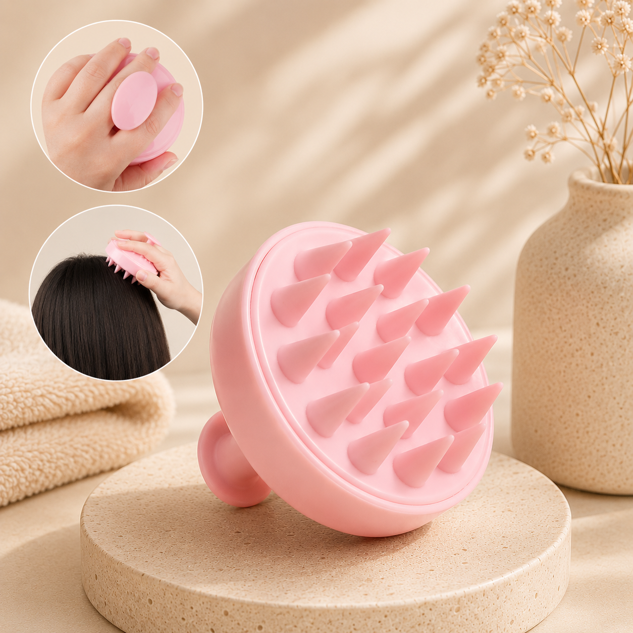 Brosse à shampooing en silicone souple pour des cheveux et un cuir chevelu plus sains