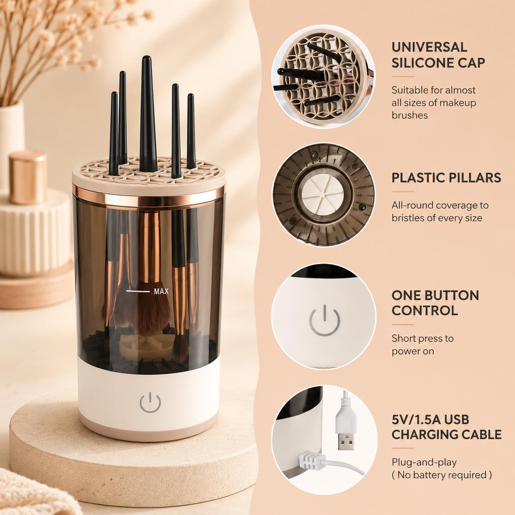 Portable USB Makeup Brush Cleaner – Clean Brushes in Minutes