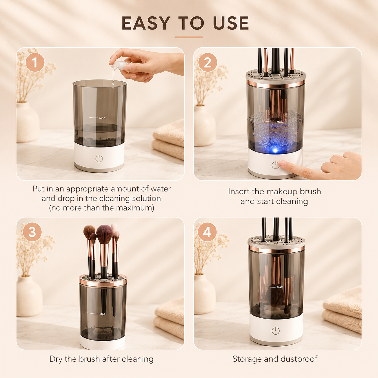 Nettoyeur de Pinceaux de Maquillage USB Portable – Des Pinceaux Propres en Quelques Minutes