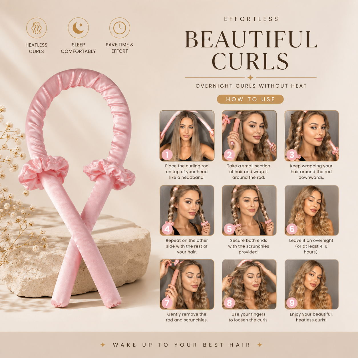 Mini rizador manual para hermosas ondas sin calor