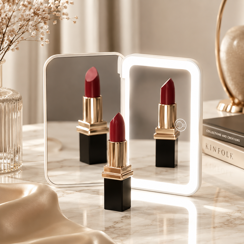 Glow On-the-Go with a Rechargeable LED Makeup Mirror