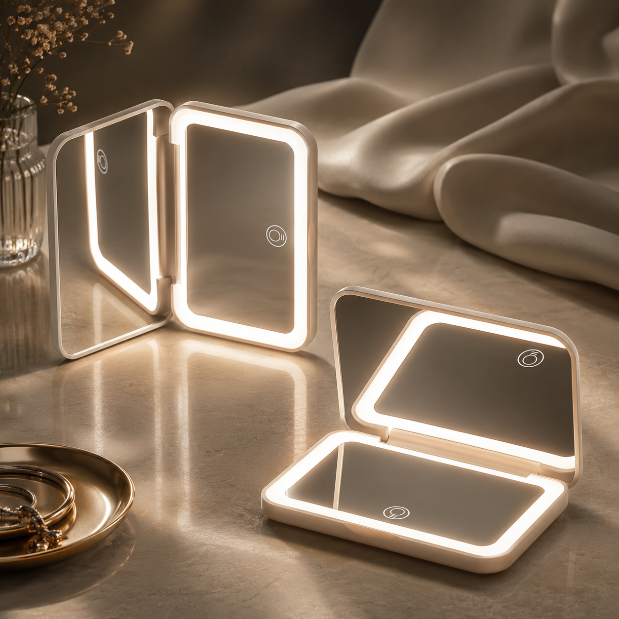 Glow On-the-Go with a Rechargeable LED Makeup Mirror