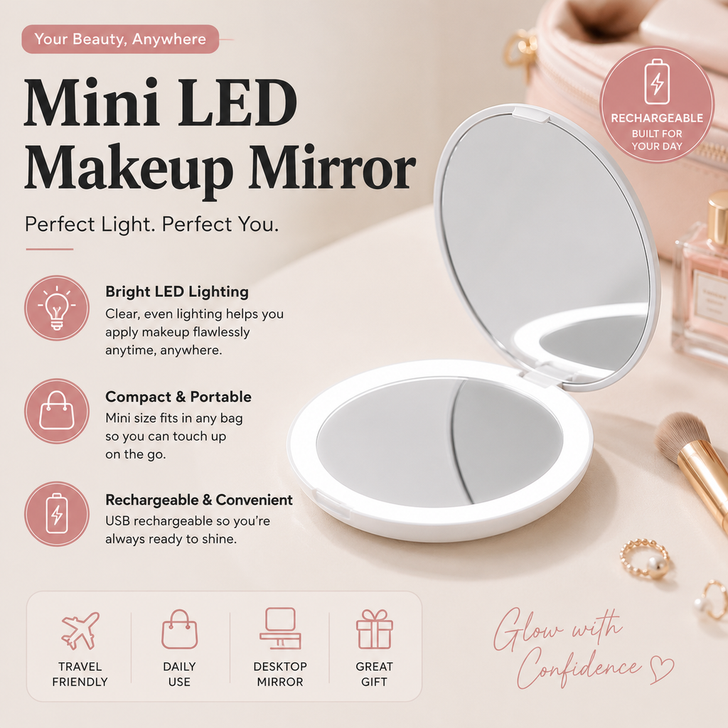 Glow Anywhere with This Portable LED Makeup Mirror