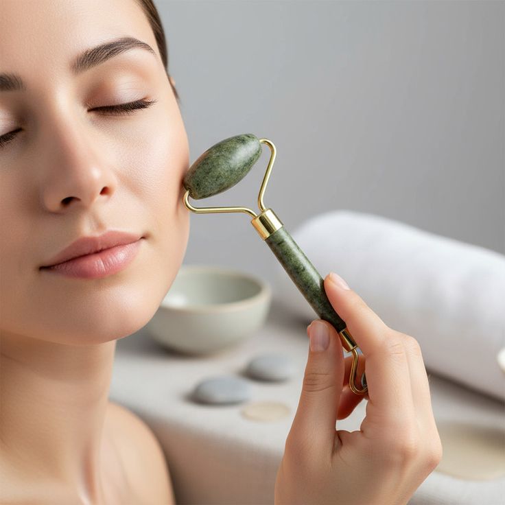 Natural Jade Facial Roller for Relaxing Skincare Massage