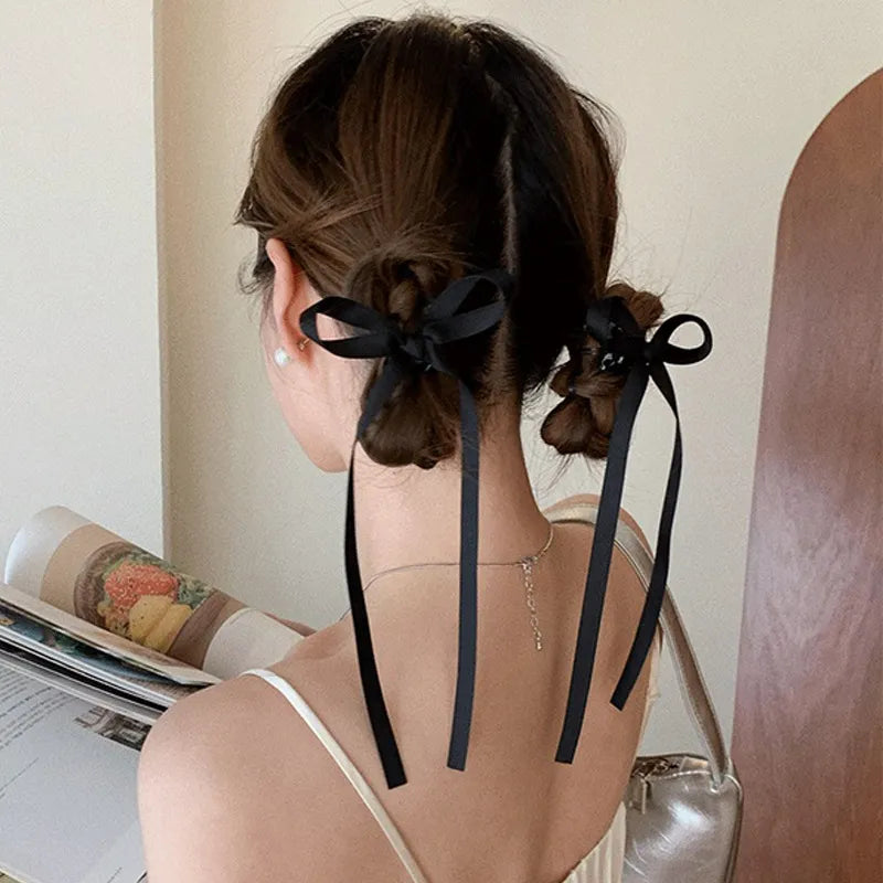 Elegant Long Ribbon Bow Claw Hair Clip